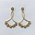 BRINCO FOLHEADO A OURO - BANHADO COM 5 MILÉSIMOS + VERNIZ DIAMOND - BRINCO DE PINO BASE FLOR COM ZIRCÔNIAS E LEQUE VAZADO COM ZIRCÔNIAS 40MM - OURO1442 - Imagem 1