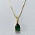 GARGANTILHA FOLHEADA A OURO - BANHADA COM 5 MILÉSIMOS + VERNIZ DIAMOND - GARGANTILHA COM CORRENTE 45CM E PINGENTE EM ZIRCÔNIA VERDE GOTA 7MM - OURO1450 - Imagem 2
