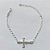 PULSEIRA FOLHEADA A PRATA COM 50 MILÉSIMOS + VERNIZ DIAMOND - PULSEIRA COM CRUCIFIXO CRAVEJADO - TAM: 18CM + EXTENSOR - PRA1090 - Imagem 1