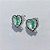 BRINCO FOLHEADO A PRATA COM 50 MILÉSIMOS + VERNIZ DIAMOND - BRINCOS DE PINO CORAÇÃO COM BASE CRAVEJADA COM MICROS ZIRCÔNIAS COLORIDAS E ZIRCÔNIAS CORAÇÃO VERDE 10MM - PRA1173 - Imagem 2