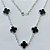 GARGANTILHA FOLHEADA A PRATA COM 50 MILÉSIMOS + VERNIZ DIAMOND - 50CM COM TREVOS TIPO VAN CLEEF PRETA 15MM - PRA1206 - Imagem 1