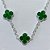 GARGANTILHA FOLHEADA A PRATA COM 50 MILÉSIMOS + VERNIZ DIAMOND - 50CM COM TREVOS TIPO VAN CLEEF VIDRO VERDE 15MM - PRA1207 - Imagem 2