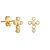 Brinco Pequeno Cruz de Zircônias | Folheado a Ouro 18K - Imagem 1