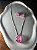Conjunto Colar e Brinco Pedra Gota Rosa - Imagem 2