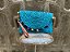 Bolsa Clutche de Palha Azul com Bolinhas Coloridas - Imagem 1