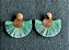 Brincos Dourados Leque Verde Água - Imagem 3