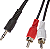 Cabo de Áudio MD9 P2 3,5mm para 2 RCA Macho 1,5m Dourado - Imagem 2