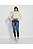 Calça Jeans Feminina Skinny Midi Lavagem Média Com Detalhes na Barra - Imagem 1