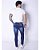 Calça Jeans Masculina Super Skinny Lavagem Clara Com Bolso Celular e Puídos - Imagem 3