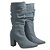 Bota Feminina Cano Alto Salto Grosso Azul Jeans Slouchy - Imagem 1