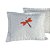 Kit 02 Capas de Almofadas 45cm x 45cm 2 Peças Bordada Libélula 100% Poliéster - Branco - Imagem 1