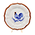PRATO RASO CASUAL BRANCO COM DESENHO DE GALO AZUL COM BORDA TERRACOTA - Imagem 1