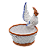 CACHEPOT CESTARIA COM GALO M AZUL E TERRACOTA - Imagem 1