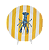 PRATO SOBREMESA COM DESENHO DE LAGOSTA E LISTRAS AMARELAS - Imagem 1