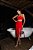 Vestido Midi Vermelho Com Fenda - Imagem 2