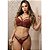 Conjunto Lingerie Cropped Em Tule e Renda, Com Detalhes em Tiras - Terracota - Garota Veneno - Imagem 1