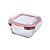 Pote de Vidro Hermético Quadrado Vermelho 300 ml Euro Home - Imagem 1
