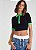 BLUSA COLCCI GOLA POLO CROPPED CANELADA - PRETO - Imagem 1