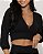 BLUSA FORUM CROPPED MANGA 3/4 DECOTE V - PRETO - Imagem 1