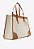 BOLSA SHOPPING GRANDE SUSAN LONA COURO- BEGE MARROM - Imagem 5