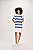 VESTIDO RAMO SELVAGEM MANGA CURTA ESTAMPADO- BRANCO AZUL - Imagem 1