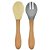 Colher e Garfo Dig In Silicone Bambu Yellow Powder Grey Minikoioi - Imagem 1