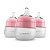 Mamadeira Nanobebe Toque Natural 3 Un Rosa 150ml - Imagem 1