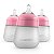 Mamadeira Nanobebe Toque Natural 3 Un Rosa 270ml - Imagem 1