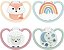 Chupeta NUK Space Day & Night Baby Dummy | 0-6 meses | Chupetas que brilham no escuro com ventilação extra para pele sensível | Silicone sem BPA | Fox & Sheep | 4 unidades - Imagem 1