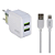 Carregador 2 Usb 2.4A 12W Com Cabo Usb Lightning KD-605A Kaidi - Imagem 2