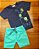 Conjunto de Camiseta Marinho em Meia Malha e Bermuda Verde em Sarja Pita  LucBoo - Imagem 1