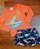Conjunto Camiseta e Sunga Praia Malha Poliéster Laranja Quimby - Imagem 1