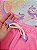 Conjunto Infantil Menina Blusa Cropped E Short Unicórnio Natural E Rosa Cinti - Imagem 3