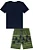 Conjunto de Camiseta em Meia Malha e Bermuda em Nylon Ergonomic com Elastano Marinho LucBoo - Imagem 1