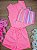 Trio de Cropped em Fly Tech com Colete e Shorts em Sarja Daryl com Elastano Rosa Infanti - Imagem 1