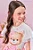 Blusa em Cotton e Tule Poá Off White Ursinho Kukiê - Imagem 1