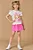 Conjunto de Blusa em Meia Malha e Short Saia em Molevisco Rosa Kukiê - Imagem 3