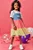 Conjunto de Vestido em Malha Power e Sobreposição em Jeans e Tule Infanti - Imagem 2