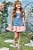 Conjunto de Blusa em Malha Wave e Salopete em Jeans Arkansas e Tule Infanti - Imagem 1
