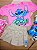 Conjunto Rosa Stitch Blusa e Short Saia 100% Algodão Fakini - Imagem 1