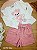 Conjunto de Blusa em Malha Bee e Shorts em Molevisco Ursinha Rosa Infanti - Imagem 1