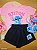 Conjunto Stitch Disney 100% Algodão Rosa Fakini - Imagem 1
