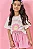 Conjunto Blusa Boxy Over em Meia Malha e Shorts em Moletinho Big Waffle Kukiê Infantil Menina - Imagem 3