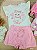 Conjunto de Bata em Tricoline com Elastano e Shorts em Malha Laise Kukiê Infantil Menina - Imagem 1