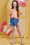 Conjunto de Blusa Boxy em Meia Malha com Shorts em Jeans Infanti Infantil Menina - Imagem 2