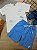 Conjunto de Camiseta em Meia Malha e Bermuda em Mesclado Bicolor LucBoo Infantil Menino - Imagem 1