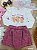 Conjunto de Blusa em Cotton e Short Saia em Malha Shine Kukiê Infantil Menina - Imagem 1