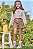 Conjunto de Blusa Boxy Over em Meia Malha e Shorts em Moletom Rajado sem Pelúcia Kukiê Infantil Menina - Imagem 3