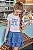 Conjunto Blusa em Cotton e Saia em Jeans com Elastano Vic Vicky - Imagem 1