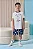 Conjunto de Pijama com Camiseta em Meia Malha e Bermuda em Malha Power LucBoo Infantil Menino - Imagem 1